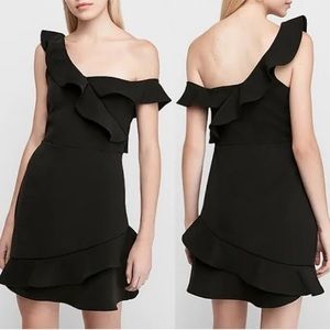 Black mini off the shoulder dress